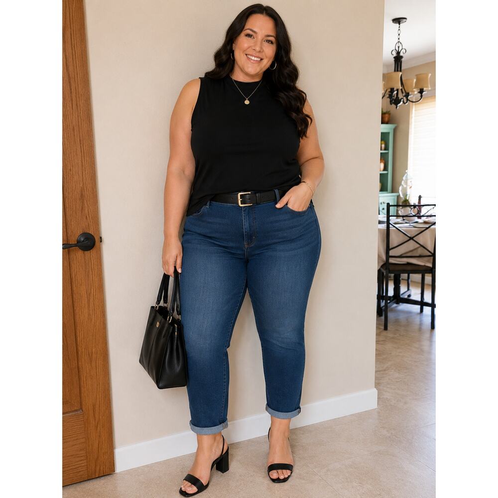 Ophelia Roe Black Mock Neck Sleeveless Top Plus Size 3X Soft Stretch Minimalist